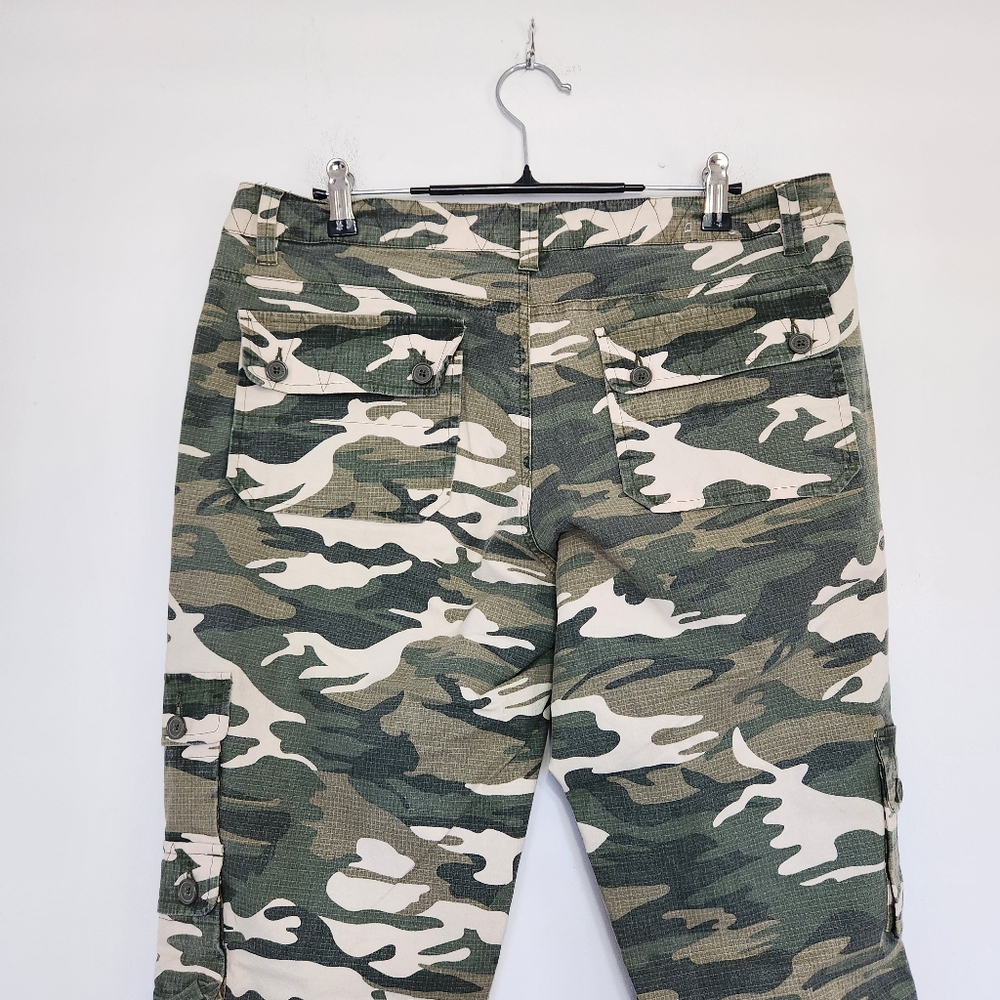 Cargo Camo Drawstring Pants Wide Leg Midrise Gorpcore Y2k size 11 - Picture 7 of 16